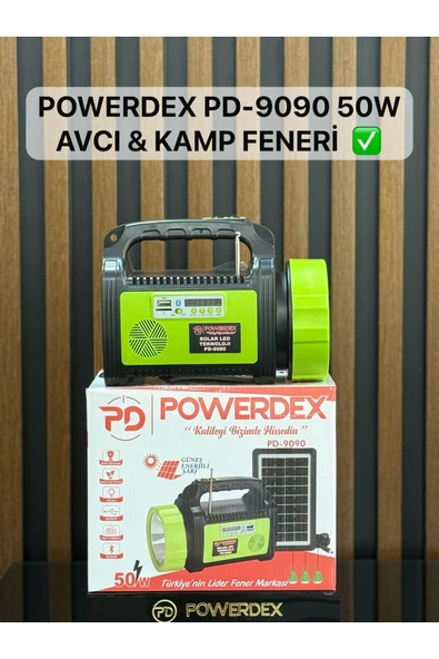 powerdex Pd-9090 50W Güneş Enerjili Şarj Radyolu Avcı Kamp Feneri ürün görseli 1