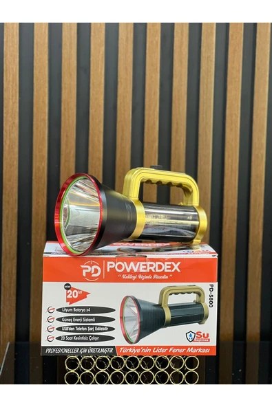 powerdex PD-5800 | 20W Güneş Enerjili Şarjlı Fener ürün görseli 1