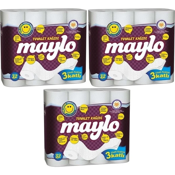 Maylo Tuvalet Kağıdı Süper 3 Katlı 96 Lı Set (3pk*32)