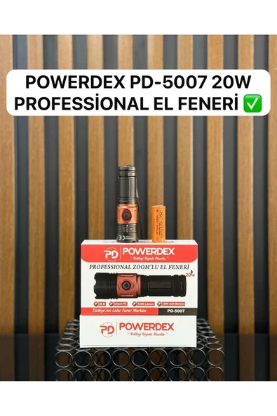 powerdex Pd-5007 Profesyonel Şarjlı 20w 1000 Lümen El feneri ürün görseli 1