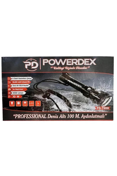 powerdex Pd-7900 Şarjlı Su Altı Şarjlı Dalış El Feneri 10w 2000 Lümen - Resim 4