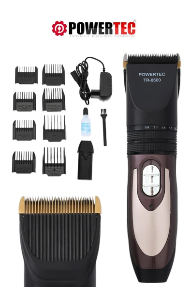 POWERTEC TR-6500 Profesyonel Yedek Bataryalı Şarjlı Saç Sakal Tıraş Makinesi ürün görseli 1