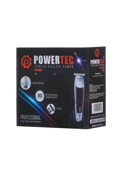 POWERTEC Tr-658 Şarjlı Tıraş Makinesi | Sakal, Ense, Saç Kesim – Profesyonel Seri - Resim 4
