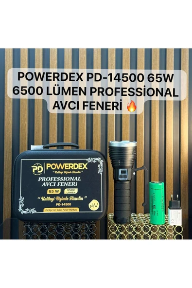 powerdex Pd-14500 65w 6500 Lümen Profesyonel Avcı Feneri Güçlü El Feneri Uzun menzilli el feneri ürün görseli 1