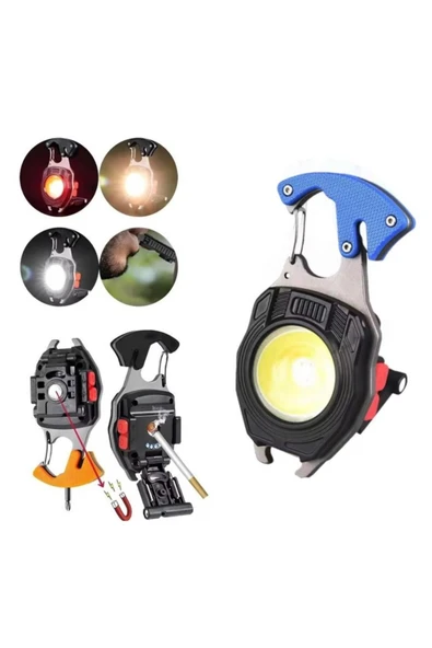 powerdex Çok Fonksiyonlu Tornavida Düdük Şişe Açacağı Ateş Yakıcı Mıknatıslı Type-C Şarjlı Anahtarlık Fener P - Resim 5