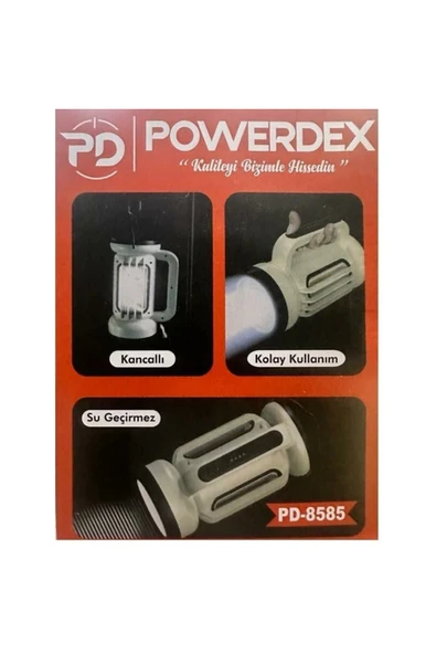 powerdex Çift Işklı Güneş Enerjili Şarjlı El Feneri ve Kamp Lambası - Resim 3