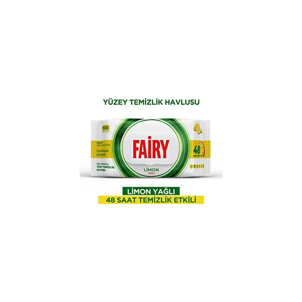 Fairy Yüzey Temizleme Havlusu Limon Yağlı 100'LÜ