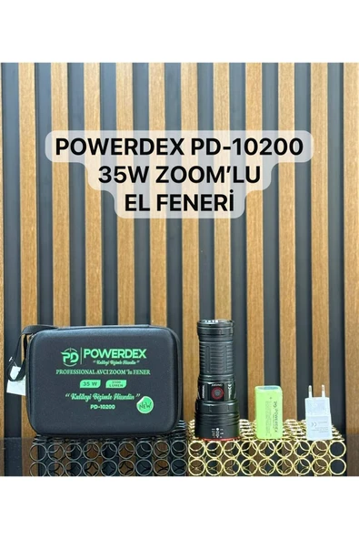 powerdex Pd-10200 Profesyonel Avcı El Feneri Zoomlu - 35w, 12800 Mah Pil 3500 Lümen Üst Düzey Aydınlatma ürün görseli 1