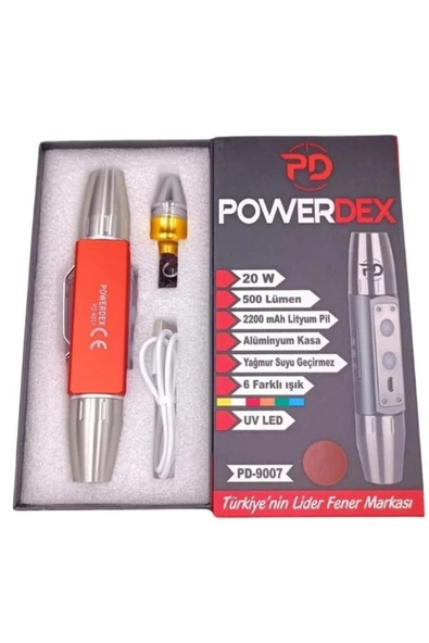 powerdex Pd-9007 20 Watt 500 Lümen Ultraviyole Led Şarjlı El Feneri - Resim 2