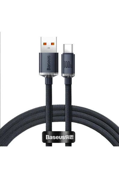 OEM BASEUS CRYSTAL SHINE SIYAH 100W 120 CM USB TO TYPE-C ŞARJ KABLOSU CAJY000401 ürün görseli