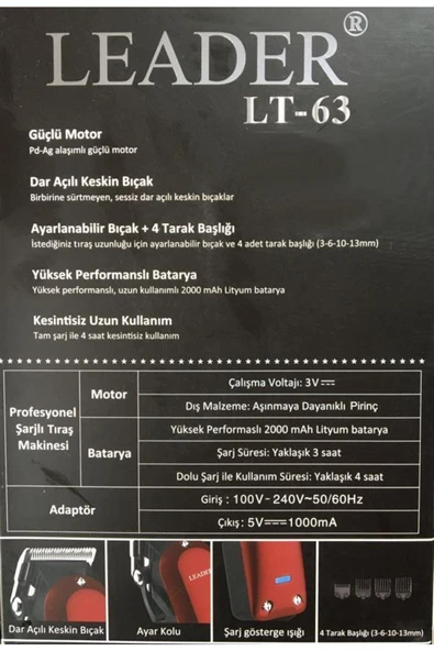 Leader Profesyonel Traş Makinesi Lt-63 - Resim 2