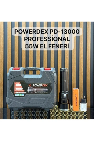 powerdex Pd-13000 55 Watt 5500 Lümen Profesyonel Büyük Şarjlı El Feneri ürün görseli 1