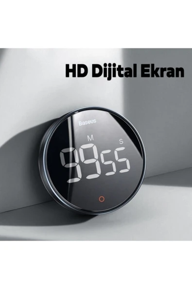 Baseus Heyo Rotation Pro Manyetik Dijital Zamanlayıcı Çalar Saat Füme - Resim 3