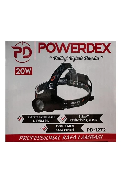 powerdex Pd-1272 Şarjl Edilebilir Pilli 20w Kafa Lambası ürün görseli 1