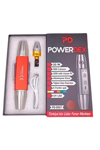 powerdex PD-9007 Çift Uçlu 6 Işıklı 20W 500 Lümen UV El Feneri ürün görseli 1