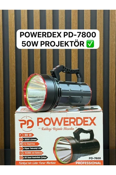powerdex Pd-7800 5000 Lümen 50w Yağmur Suyu Geçirmez 30 Saat Çalışma Süreli ürün görseli