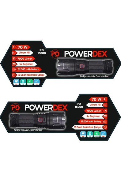 powerdex Pd-15000 Profesyonel Büyük Avcı Feneri 70w 7000 Lümen Zoomlu - Resim 5