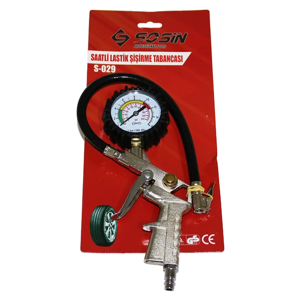 SAATLİ HAVA ÖLÇME LASTİK ŞİŞİRME TABANCASI 12 BAR BASINÇLI - 1/4 REKOR-Findit ürün görseli 1