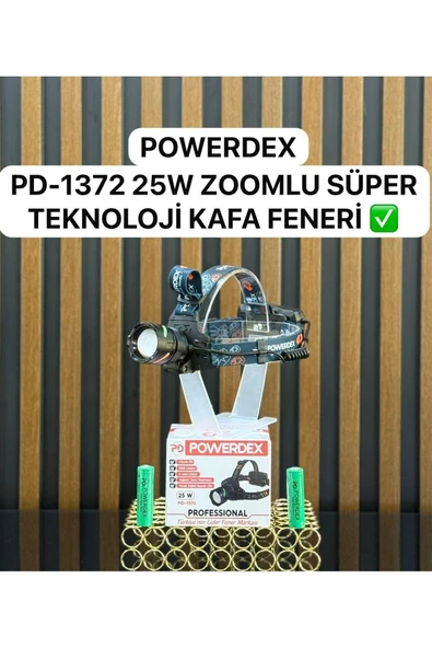 powerdex Pd-1372 Şarjl Edilebilir Pilli 25w Zoomlu Kafa Lambası - Resim 2