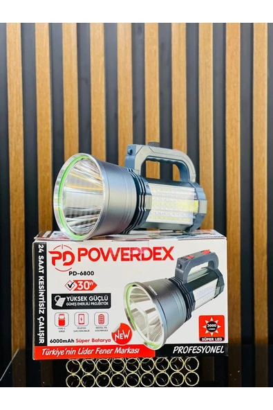 powerdex Pd-6800 6000 Mah Dijital Göstergeli Powerbank Ve 3000 Lümen Flaş-sos Işıklı Kamp Feneri - Resim 4