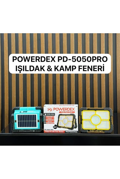 powerdex Pd-5050 Profesyonel Projektör Modlu Çakar Işıklı Güneş Enerjili El Feneri ürün görseli 1