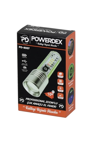 powerdex 10W Çok Amaçlı Şarjlı Fener PD-8007 - Resim 5