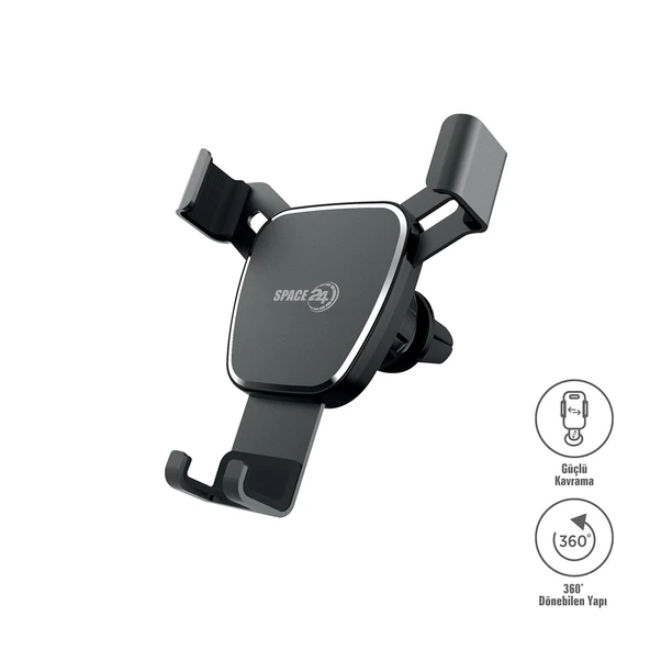 Space24 SPR101 Araç içi 360 Derece Dönebilen Otomatik Kilitli Telefon Tutucu Siyah - 2