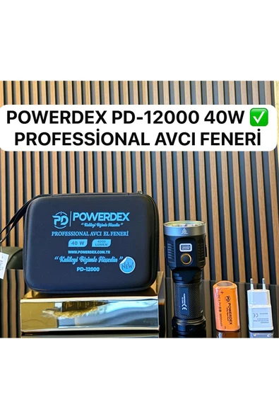 powerdex Pd-12000 Profesyonel Şarjlı Avcı El Feneri 40w 4000 Lümen ürün görseli