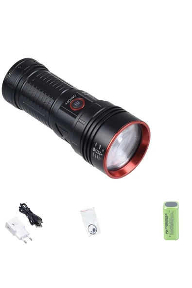 powerdex Pd-10200 Profesyonel Avcı El Feneri Zoomlu - 35w, 12800 Mah Pil 3500 Lümen Üst Düzey Aydınlatma - Resim 5