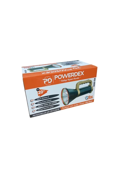 powerdex PD-5800 20W Şarjlı ve Güneş Enerjili El Feneri - Resim 4