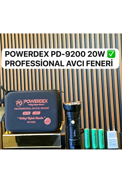 powerdex Pd-9200 20watt Süper Güçlü Led Profesyonel Şarjlı Avcı El Feneri ürün görseli 1