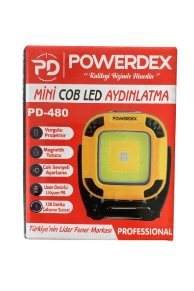 powerdex PD-480 COB LED Manyetik Aydınlatma | Mini Taşınabilir Şarjlı Lamba - Resim 3