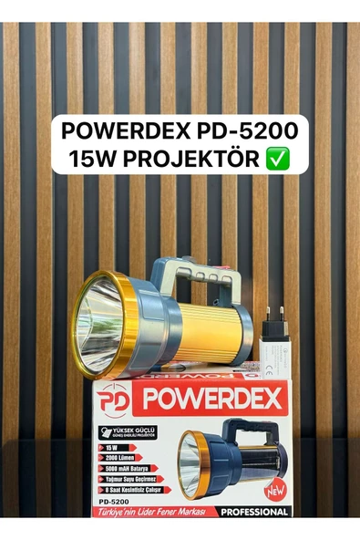 powerdex Pd-5200 Profesyonel Şarjlı 15w 2000 Lümen 5000mAh Batarya Güçlü Güneş Enerjili Projektör ürün görseli 1