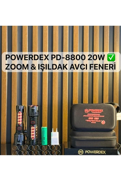 powerdex Pd-8800 Avcı Feneri Su Geçirmez Şarjlı Profesyonel El Feneri 2000 LÜMEN ürün görseli 1