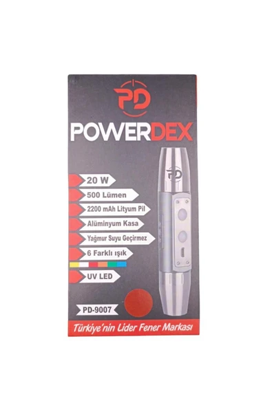 powerdex PD-9007 Çift Uçlu 6 Işıklı 20W 500 Lümen UV El Feneri - Resim 7
