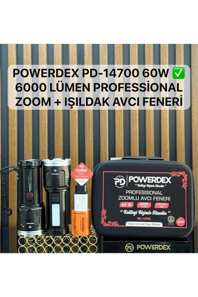powerdex Pd-14700 60w 6000 Lümen Profesyonel Zoom+Işılkad Avcı El Feneri Güçlü Uzun menzilli ürün görseli 1