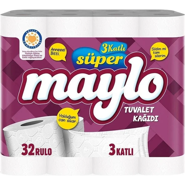 Maylo 3 Katlı Süper Tuvalet Kağıdı - 32 Rulo