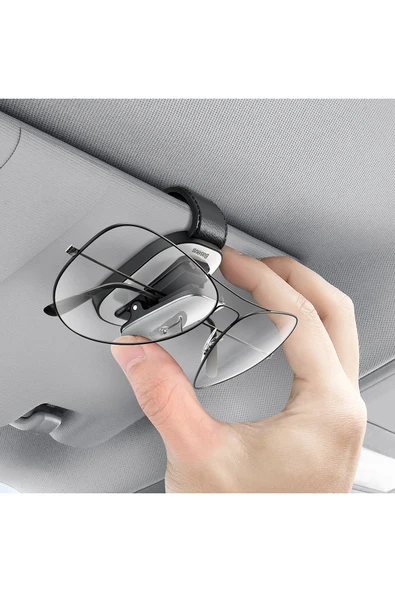 Baseus Platinum Araç Oto Güneşlik Gözlük Tutucu Klipsli - Gümüş - Resim 5