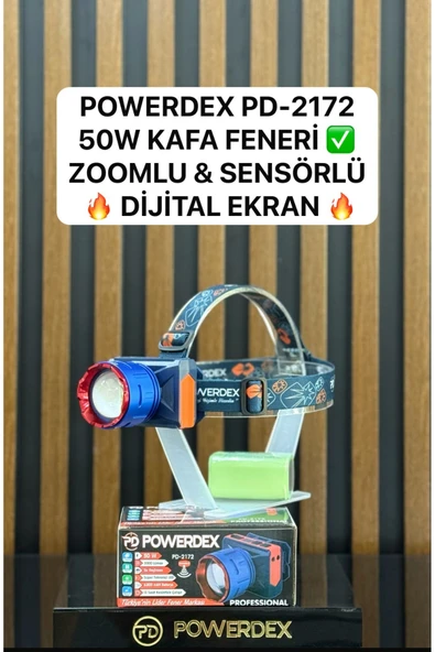 powerdex Kafa Lambası 3000 Lümen 50w Dijital Göstergeli Kafa Feneri Açma Kapama Sensörlü ürün görseli
