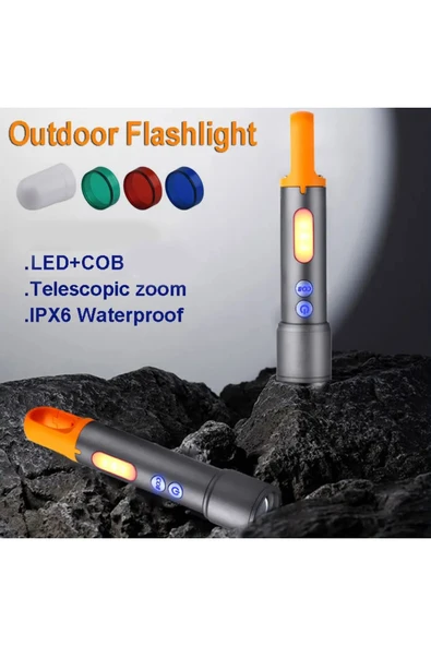 Bright PD-3900 Ultra Parlak COB Led 9 Modlu Askılı Şarjlı El Feneri - Resim 7