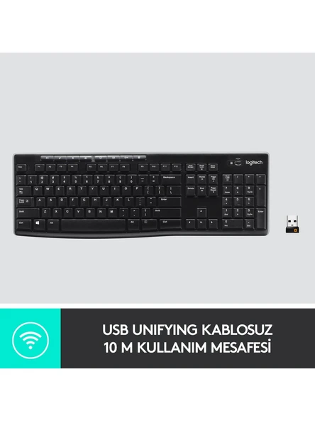 Logitech K270 Tam Boyutlu Kablosuz Türkçe Klavye - Siyah - 4