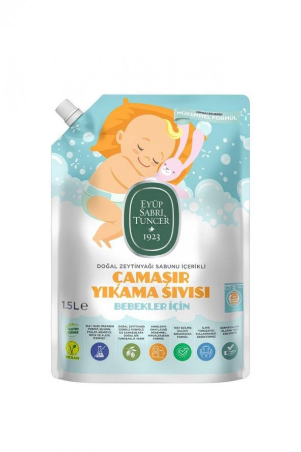 Eyüp Sabri Tuncer Doğal Zeytinyağı Sabunlu Bebek Çamaşır Sıvısı 1500 ml