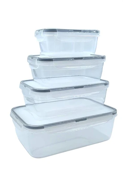 4&apos;lü İç İçe Sızdırmaz Contalı Kilitli Kapaklı Plastik Erzak Saklama Kapları LC315-Findit - Resim 5