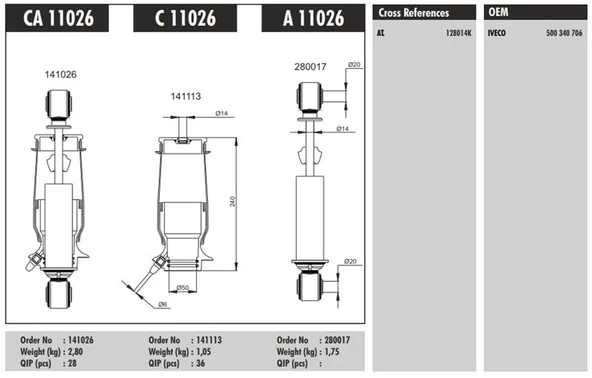 İveco Truck Kabın Korugu (arka) - İveco / Stralıs - Rr 190s31/260s40/440s40 At,as - Connect Ca 11026 ürün görseli