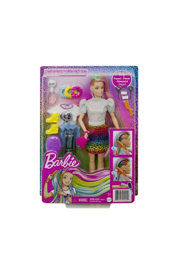 Barbie Leopar Desenli Saçlar Bebeği