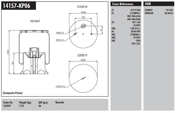 Unıversal Truck Plastık Piston Komple Schmitz Waweler - Connect MD 14157-Kp06 ürün görseli