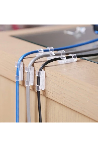 Kablo Sabitleyici Klipsler 20 Adet Kablo Düzenleyici Duvar Fayans Cam Kablo Tutucu Yapışkanlı Klips-Findit - Resim 4