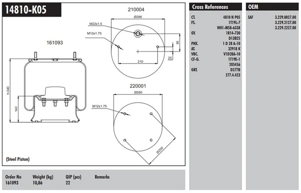 Dorse Truck Dingil Körügü Komple Metal Pistonlu Scanıa Saf Dorse Oz Treyler - Connect MD 14810-K05 ürün görseli