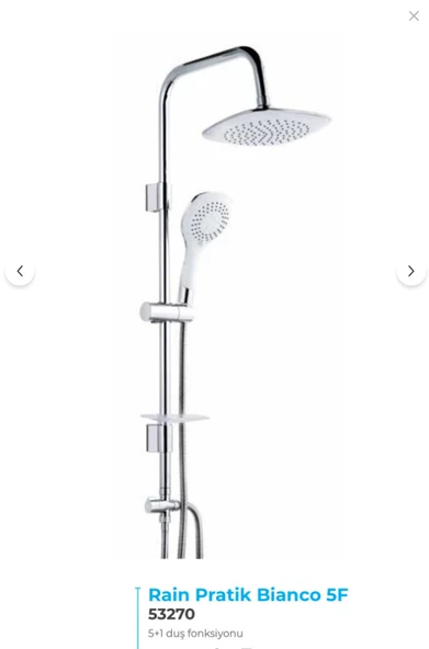 Tema Rain Pratik Bianco 5 F Tepe Duş Seti 53270 ürün görseli