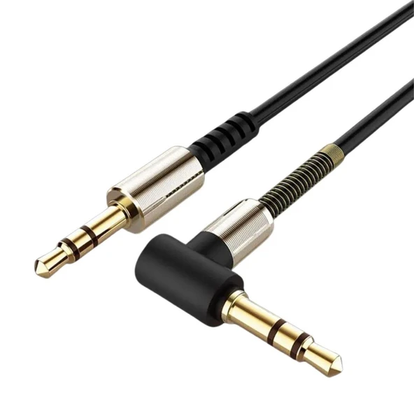 3.5mm AUX Kablosu Jak Erkek Erkek L Tipi 1 Metre Ses Aktarım Kablosu-Findit - Resim 2